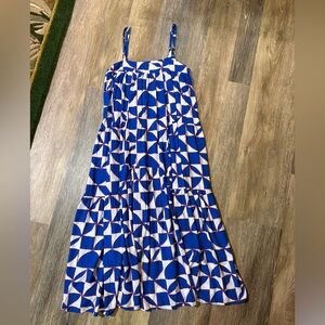 Abel the Label Blue and White Geometric Maxi Dress